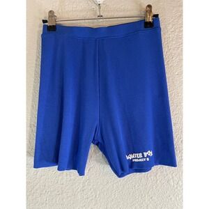 New White Fox Project 5 Blue Ribbed Biker Shorts Activewear Athleisure